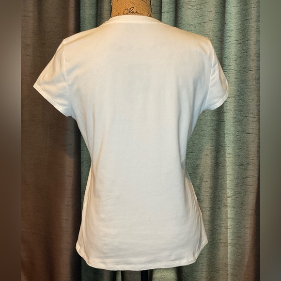 Women's White V-Neck T-Shirt - Picture 2 of 3